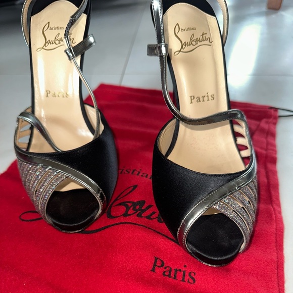 Christian Louboutin black satin with colored sparkles size 38 1/2 - Picture 4 of 6